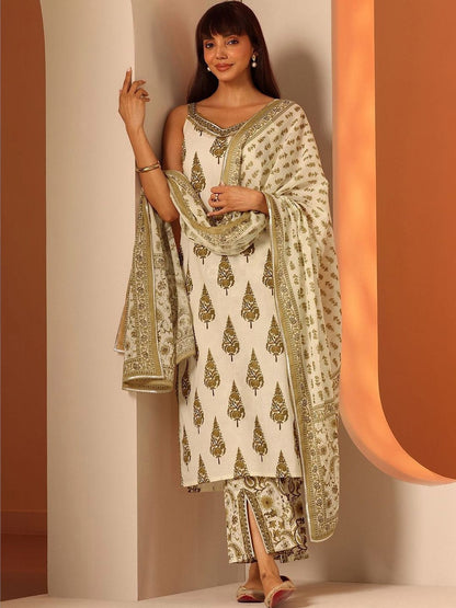 Women Ethnic Motifs Printed Regular Kurta with Trousers & With Dupatta