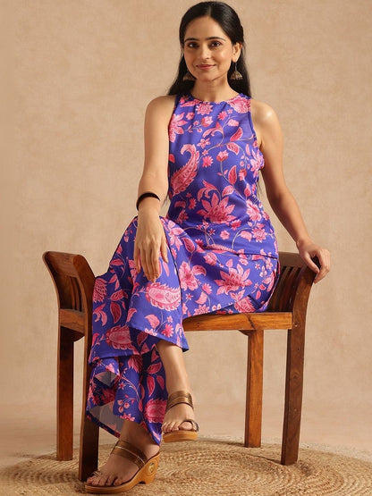Dhiyona AN Women Floral Printed Regular Kurta with Sharara