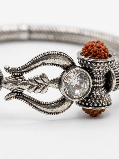 Dhiyona Silver Plated Trishool Design Rudraksh Rakhi Bracelet