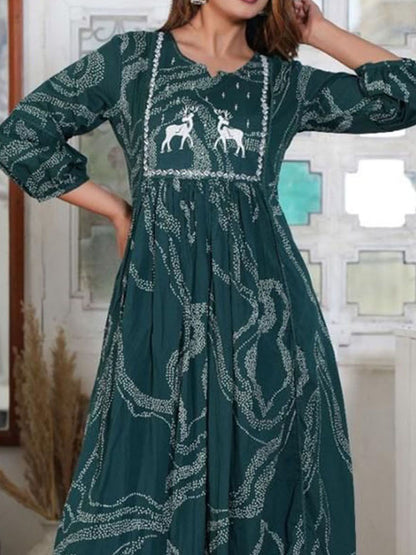Dhiyona KL Women Printed Regular Pure Cotton Kurta with Trousers & With Dupatta
