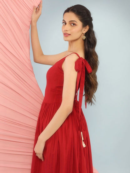 Dhiyona AY Women's Cotton Fit & Flared Midi Ethnic Dresses