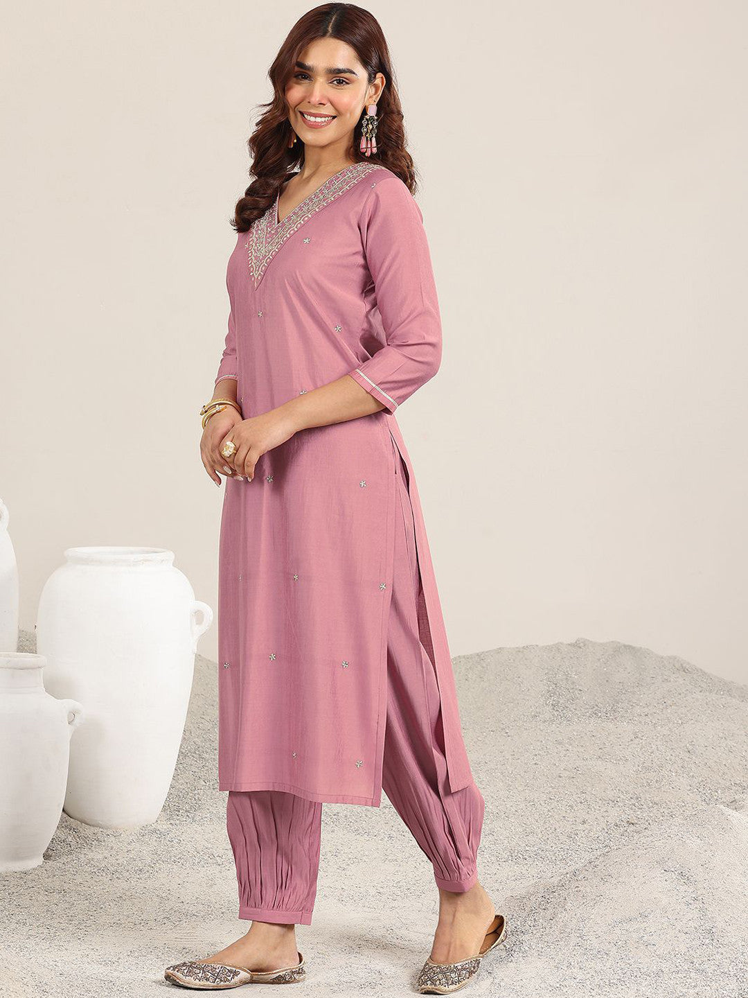 Women Ethnic Motifs Embroidered Regular Gotta Patti Kurta with Salwar & With Dupatta