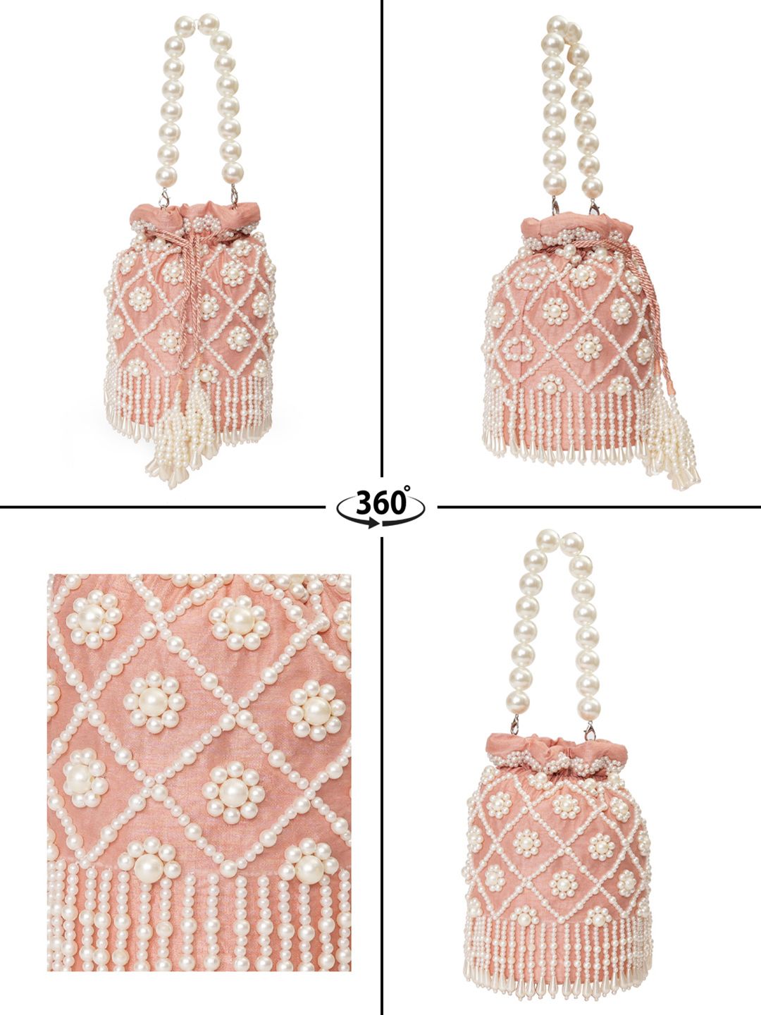 Dhiyona NR Pearls Embroidered Embellished Velvet Potli Clutch