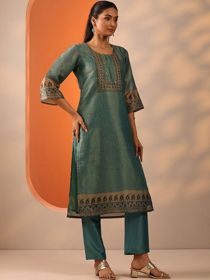 Women Ethnic Motifs Regular Thread Work Kurta with Trousers & With Dupatta