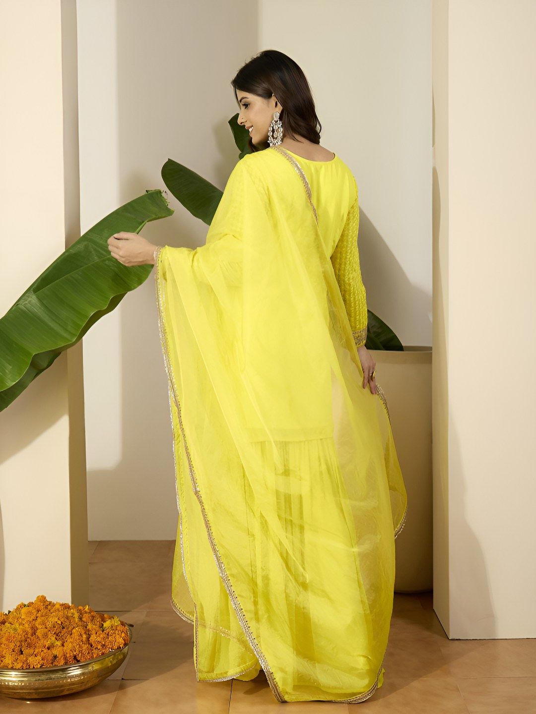 Dhiyona IN Women Ethnic Motifs Embroidered Kurta with Sharara & Dupatta