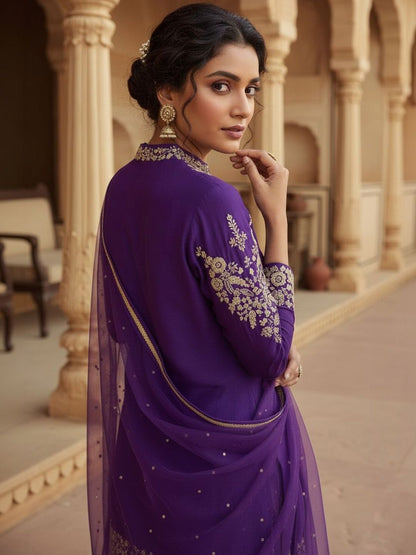 Dhiyona HOP Embroidered Mandarin Collar Kurta & Sharara Kurta Sets