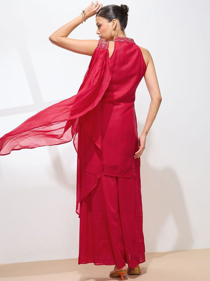 Dhiyona KL Women Ethnic Motifs Embroidered Regular Thread Work Kurta with Palazzos & Dupatta