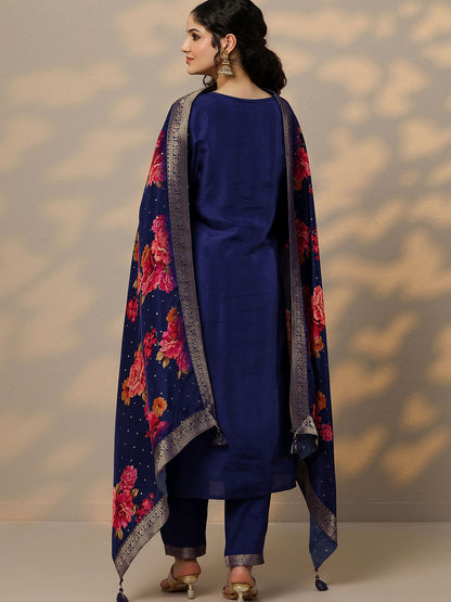 Women Ethnic Motifs Regular Thread Work Kurta with Trousers & With Dupatta