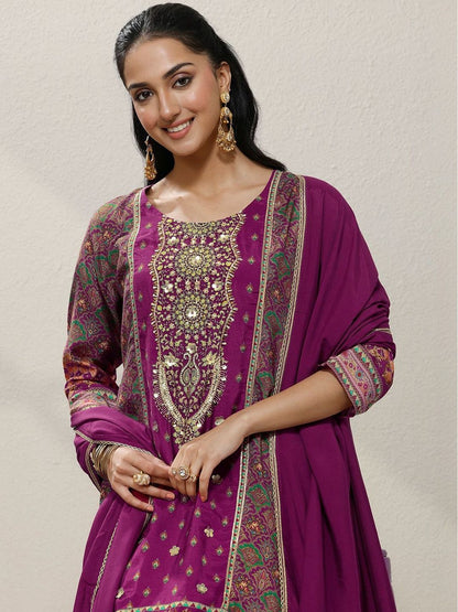 Dhiyona LL Women Ethnic Motifs Printed Regular Sequinned Kurta with Palazzos & With Dupatta