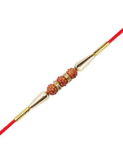 Dhiyona Stone Studded & beaded Rakhi Greeting Card & Roli Chawal