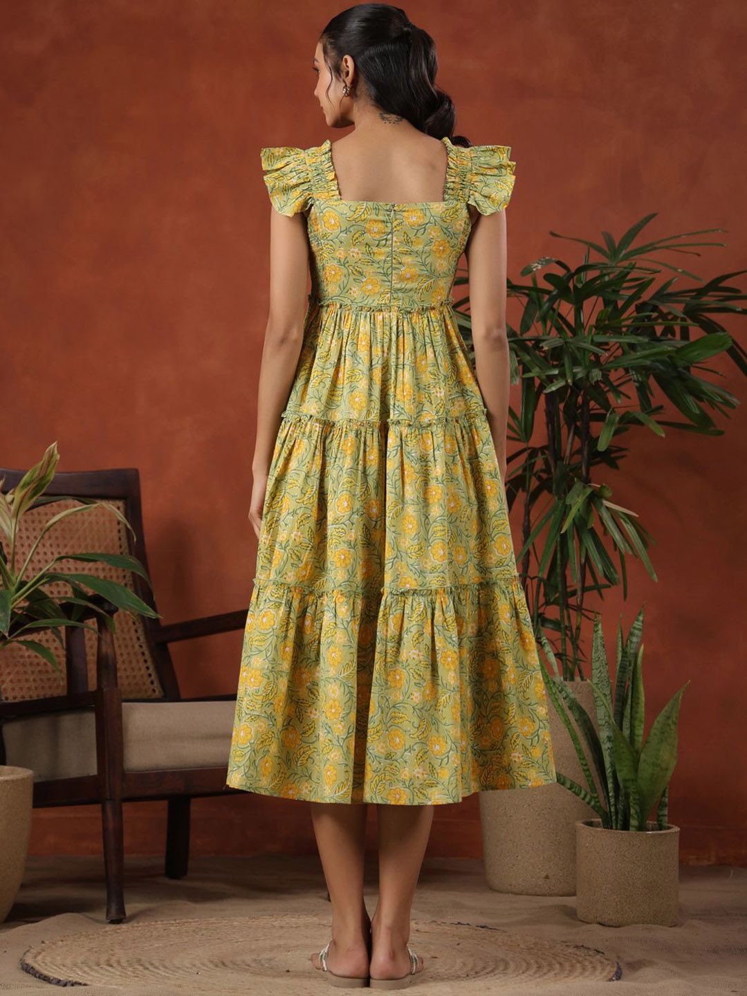 Dhiyona AY Women's Printed Maxi Flared Cotton Ethnic Dress