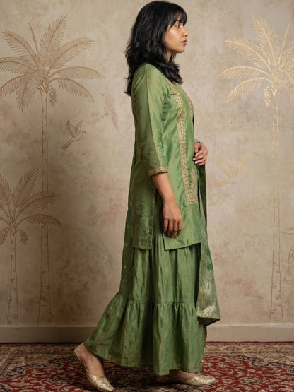 Women Ethnic Motifs Embroidered Regular Kurta with Sharara & With Dupatta