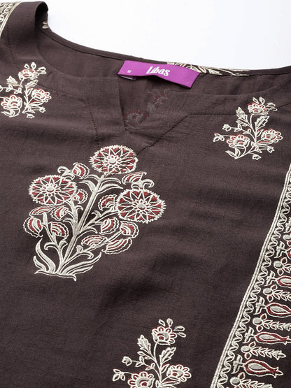 Women Ethnic Motifs Embroidered Regular Thread Work Kurta with Trousers & With Dupatta