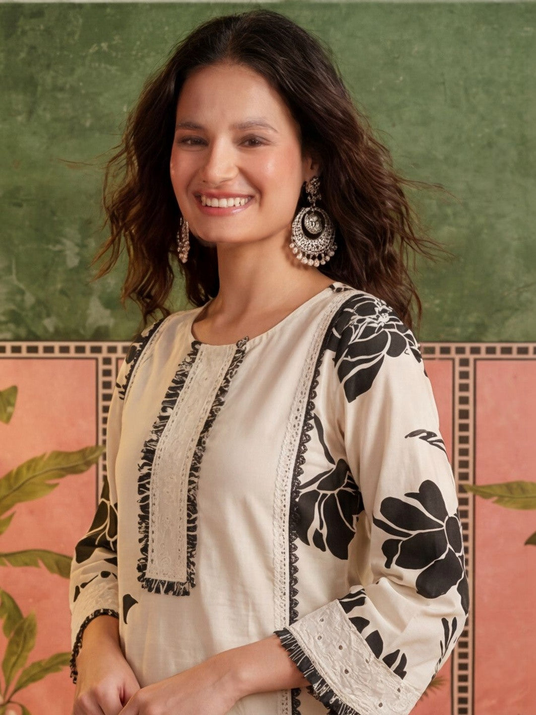 Printed Pure Cotton Round Neck Kurta & Palazzos