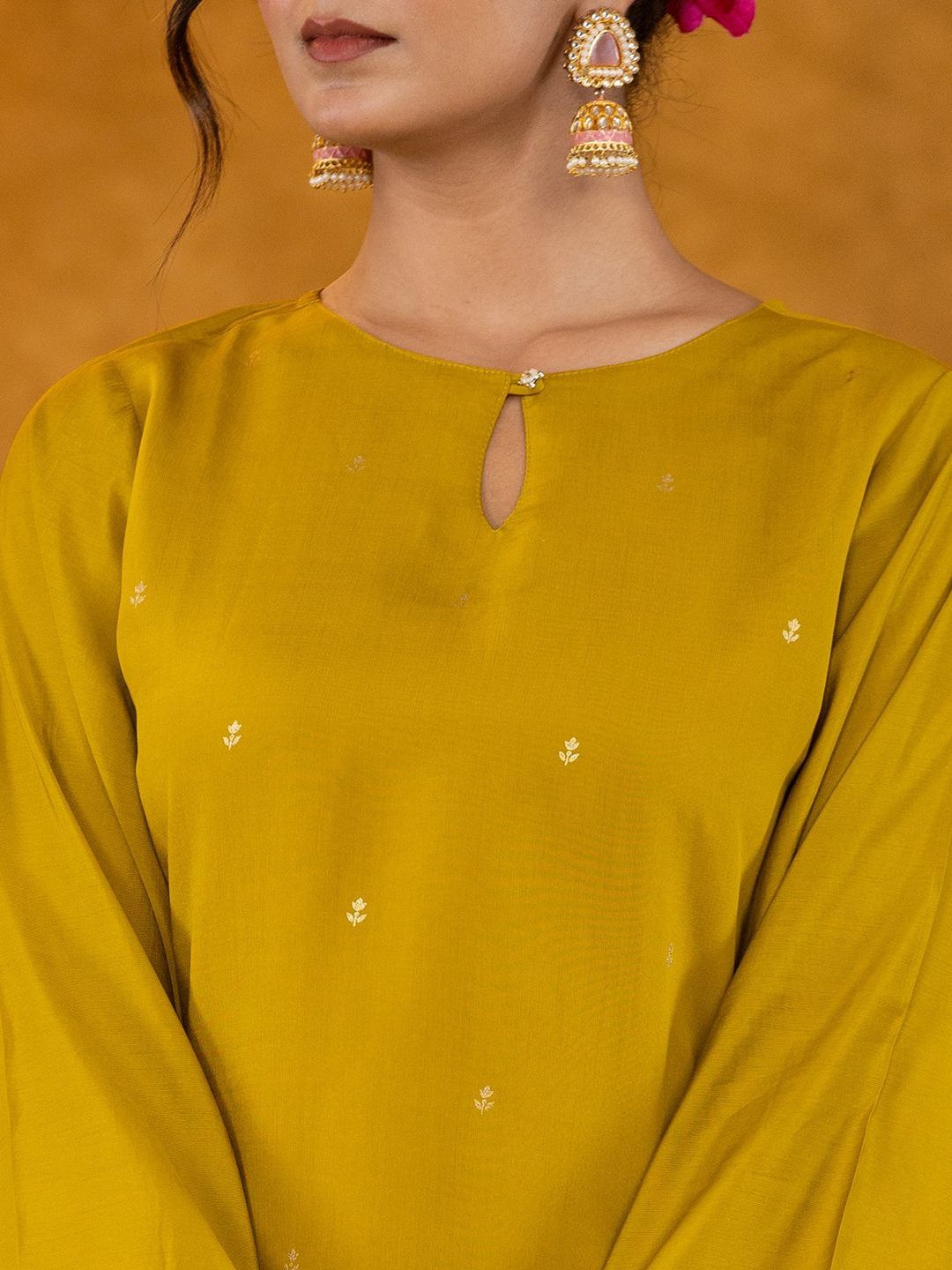 Dhiyona KL Women Ethnic Motifs Embroidered Regular Thread Work Kurta with Palazzos & With Dupatta