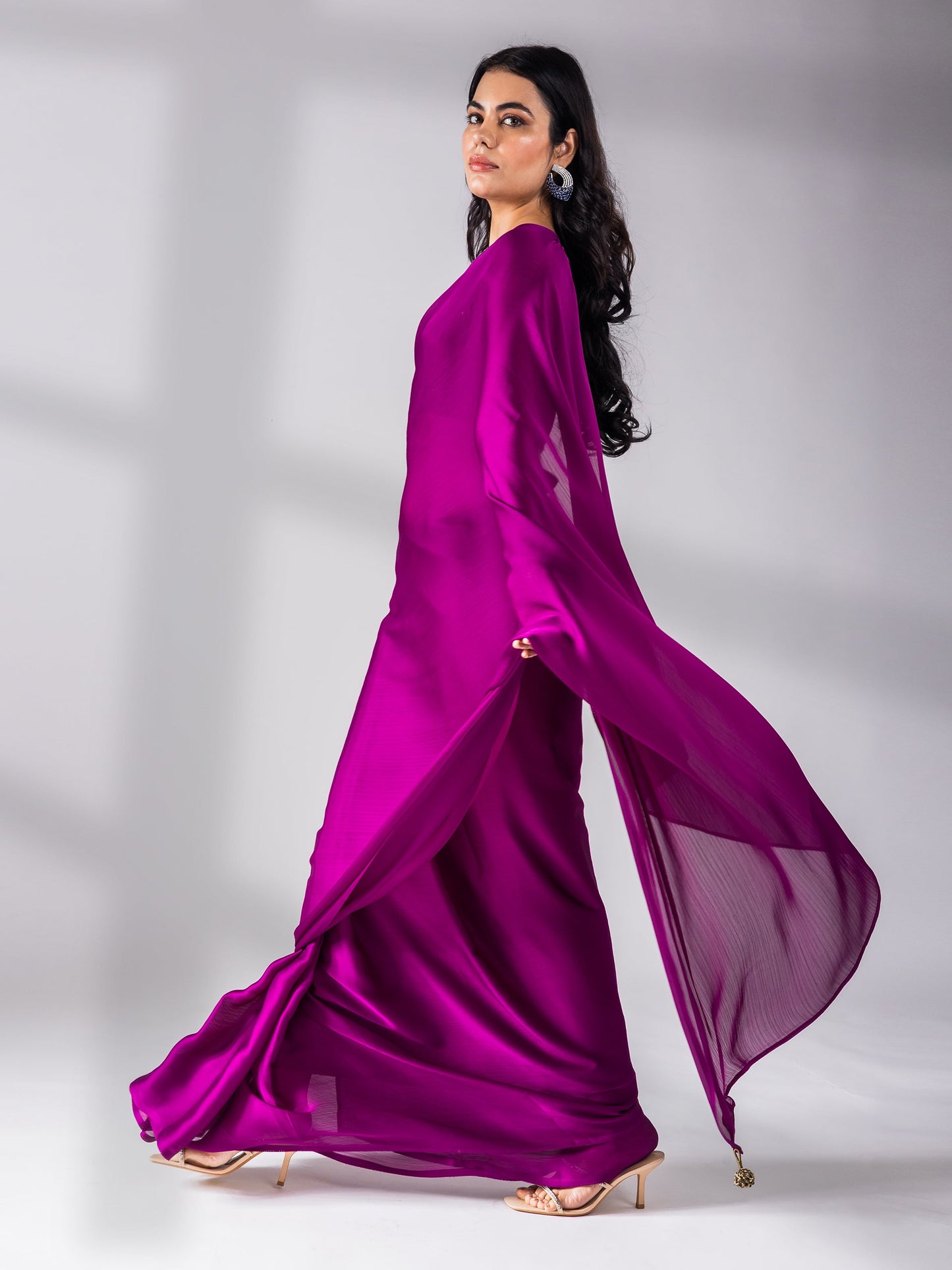 Dhiyona ST Mulberry Chiffon Saree with Embroidered Blouse Fabric