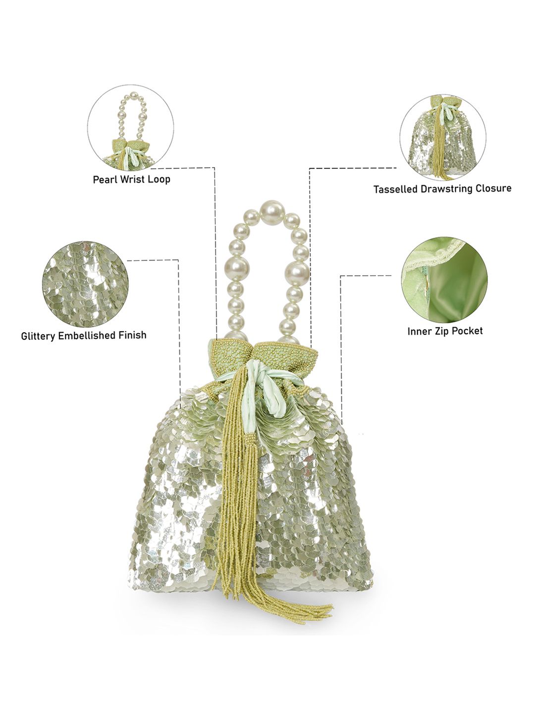 Dhiyona NR Embellished Potli Clutch