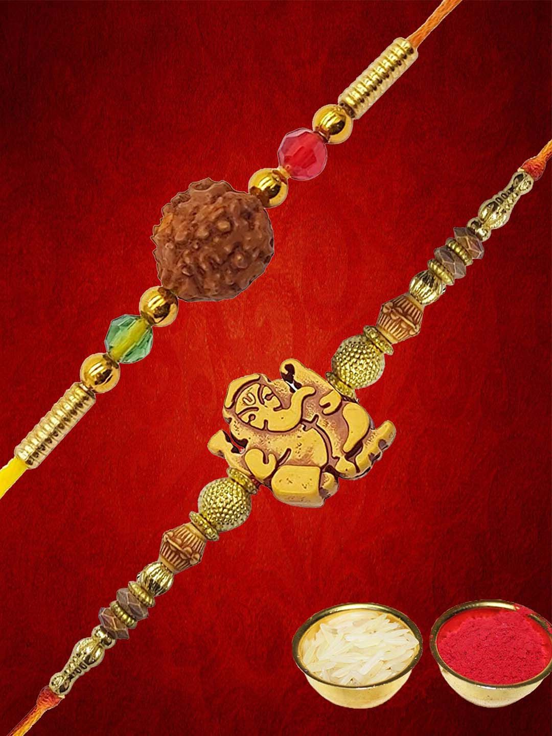 Dhiyona Unisex Set Of 2 Beaded Rakhi