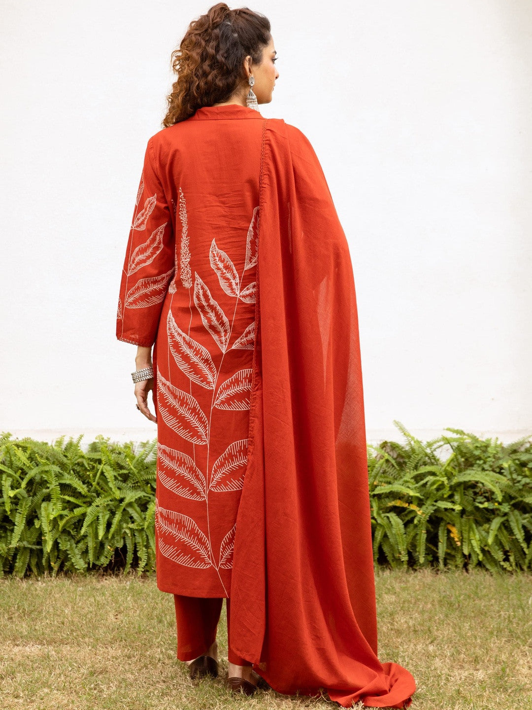 Printed Pure Cotton Straight Kurta & Trousers With Dupatta