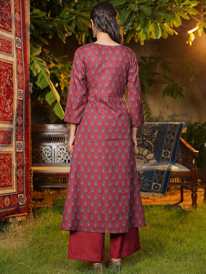 Dhiyona KL Women Floral Printed Kurta & Palazzos With Dupatta