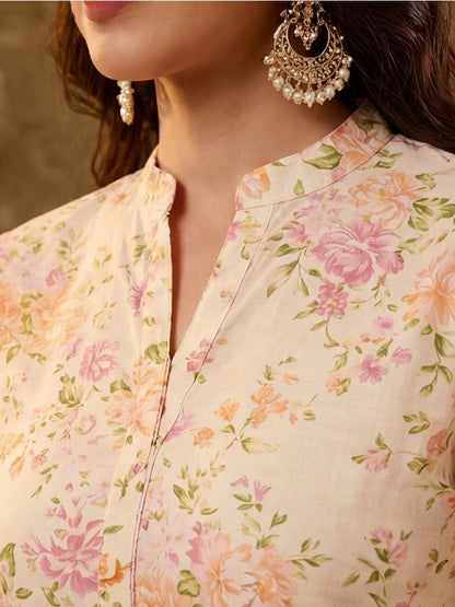 Women Cotton Printed Straight Farshi Salwar Suit Set