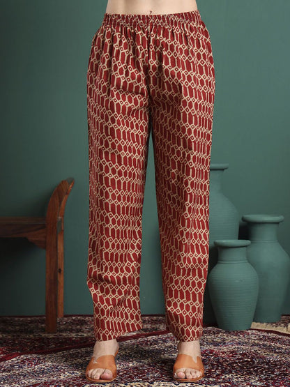 Dhiyona KL Women Ethnic Motifs Printed Cotton Kurta with Trousers & Dupatta