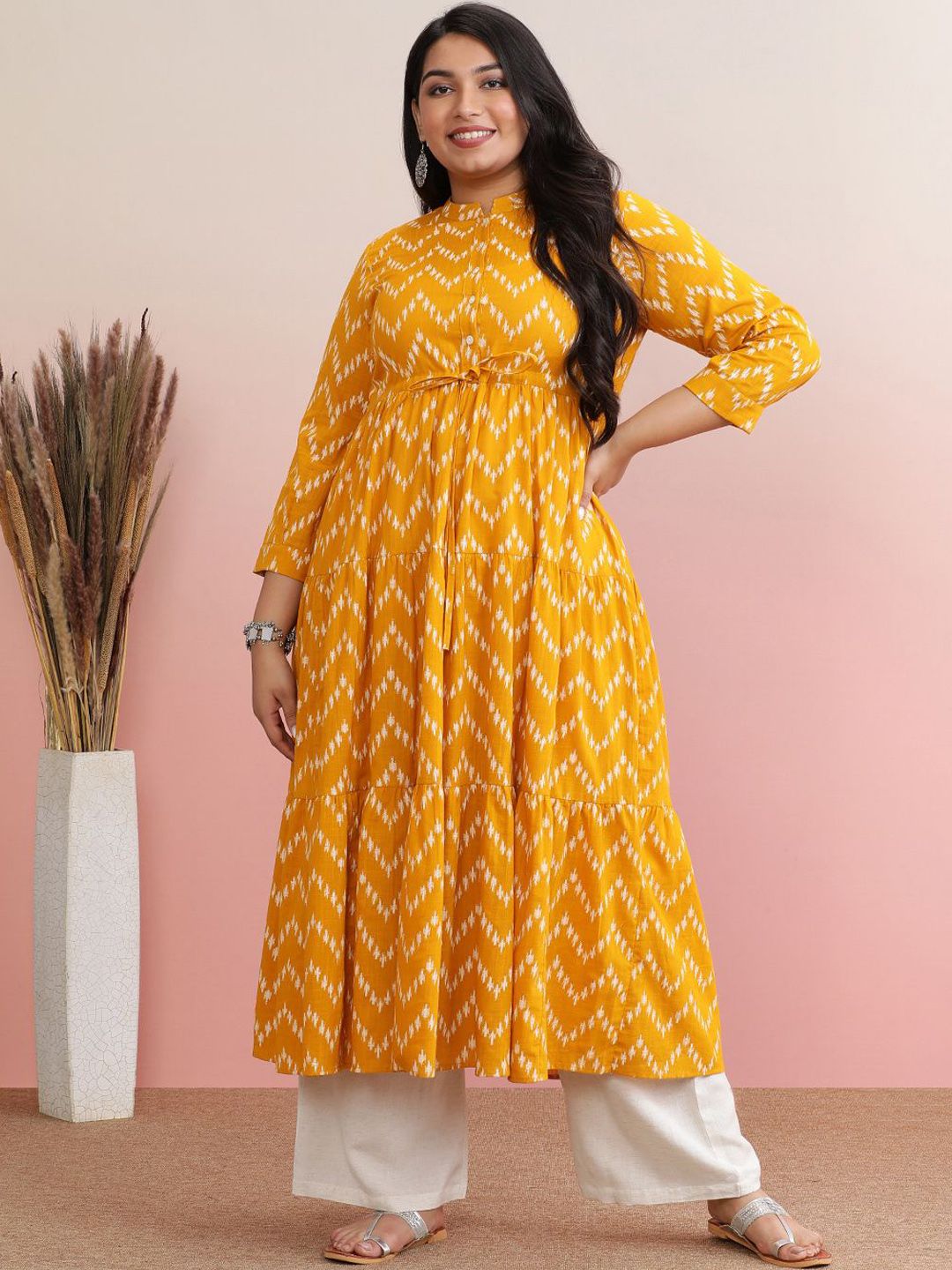 Dhiyona AY Women's Printed Pure Cotton Fit & Flared Midi Dress