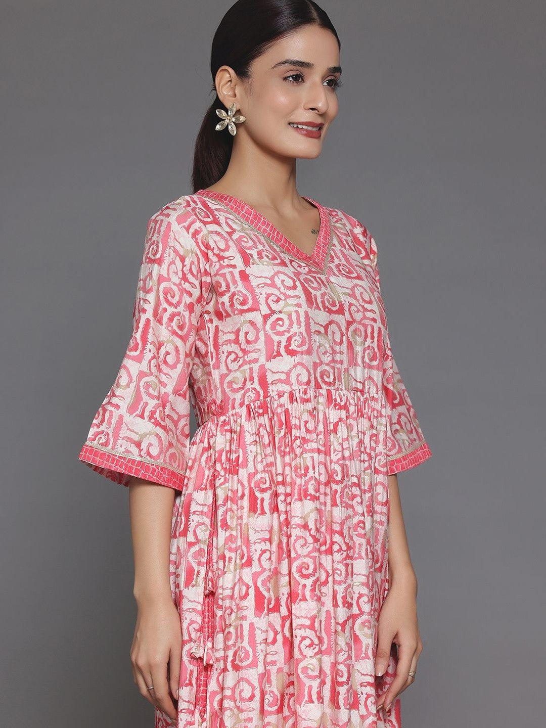 Women Printed Empire Kurta with Trousers & With Dupatta
