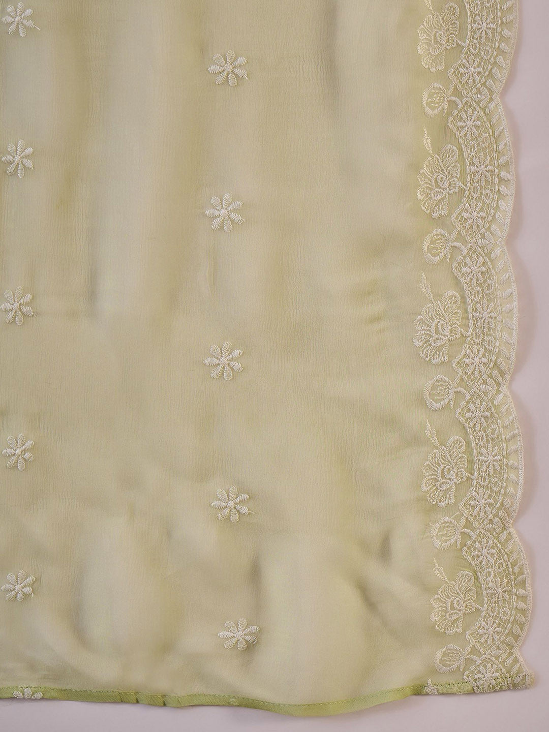 Women Floral Embroidered Cotton Kurta with Palazzo & Dupatta