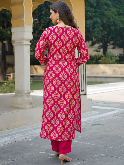 Dhiyona KL Women Ethnic Motifs Printed Regular Kurta with Trousers & With Dupatta