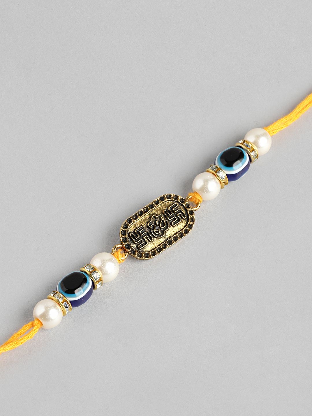 Dhiyona Unisex Set of 2 Beaded Bhai Bhabhi Rakhis With Roli & Chawal