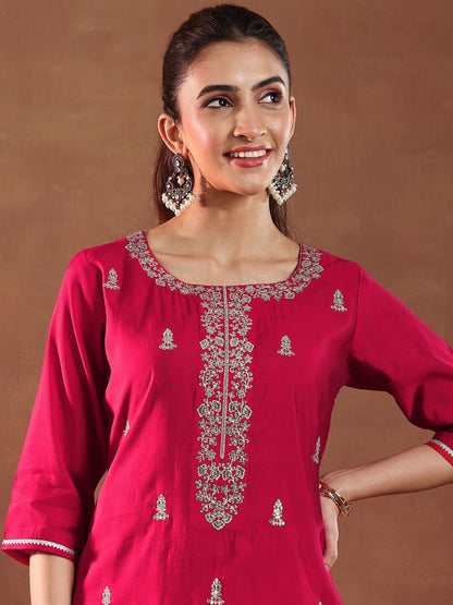Women Ethnic Motifs Self Design Kurta with Trousers & Dupatta