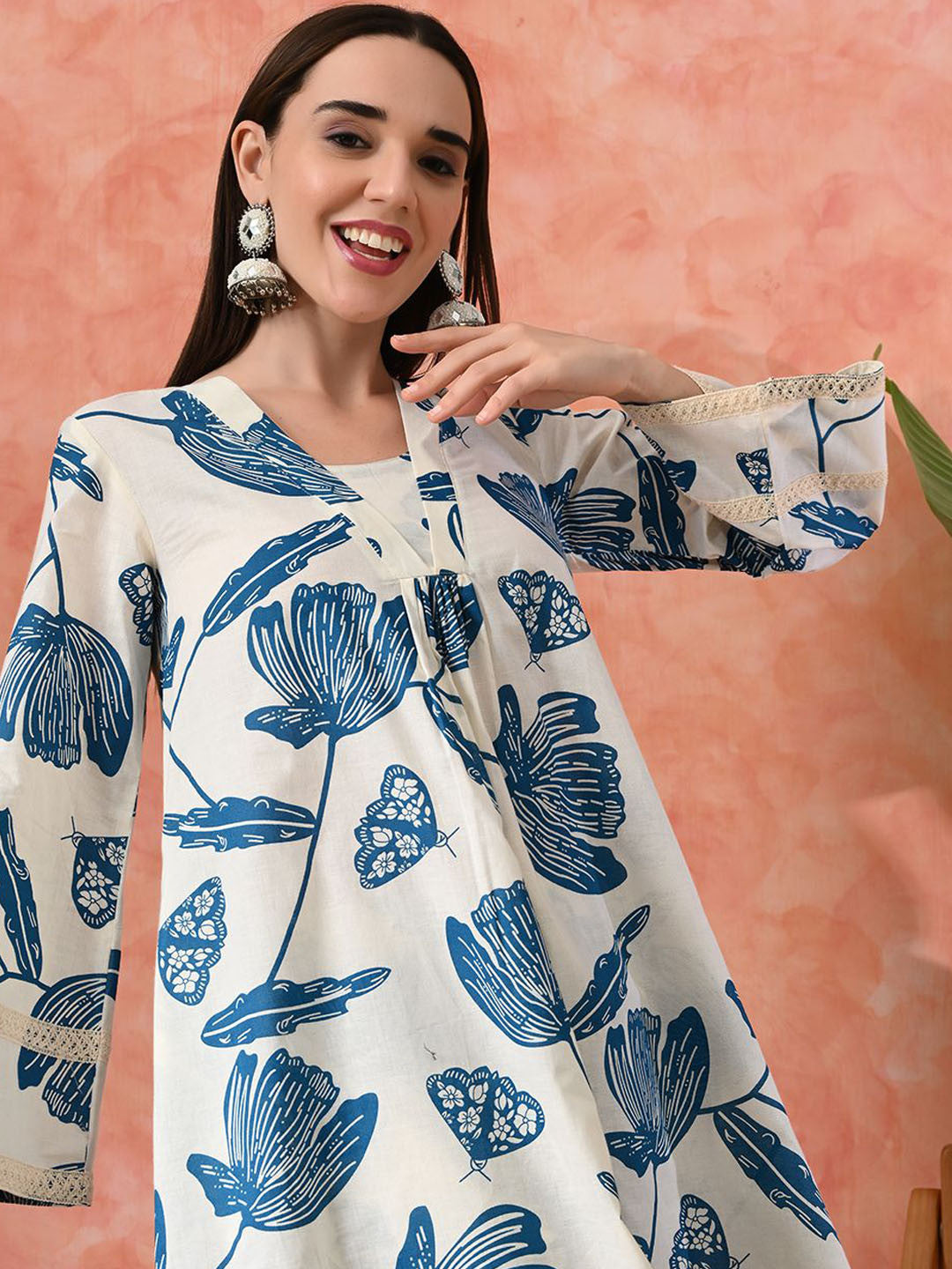 Printed Pure Cotton A-Line Kurta With Palazzos