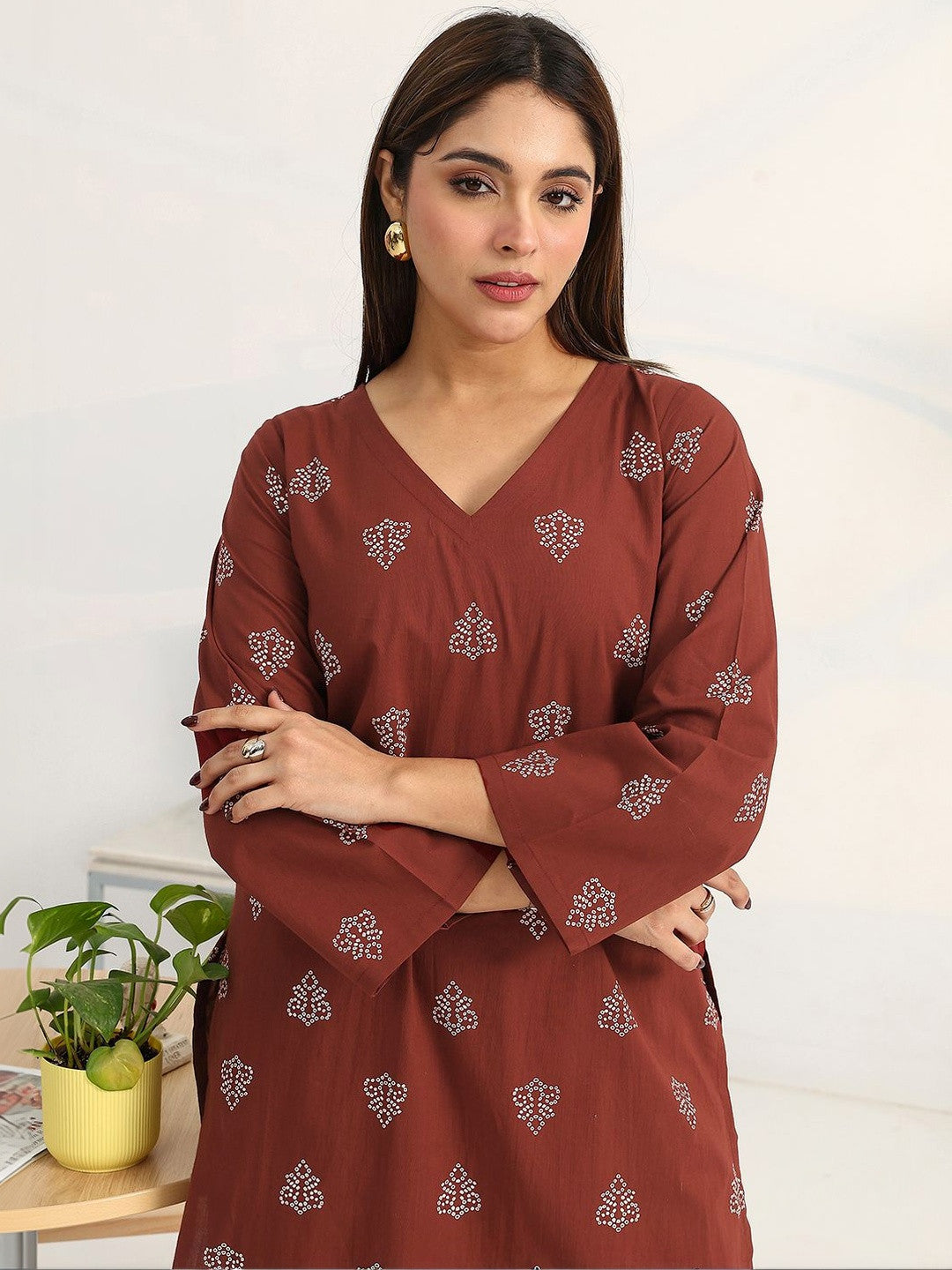 Women Ethnic Motifs Printed Regular Cotton Blend Kurta with Palazzos