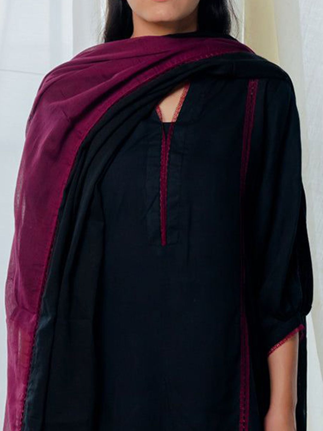 Dhiyona KL V-Neck Straight Panelled Kurta With Palazzos & Dupatta