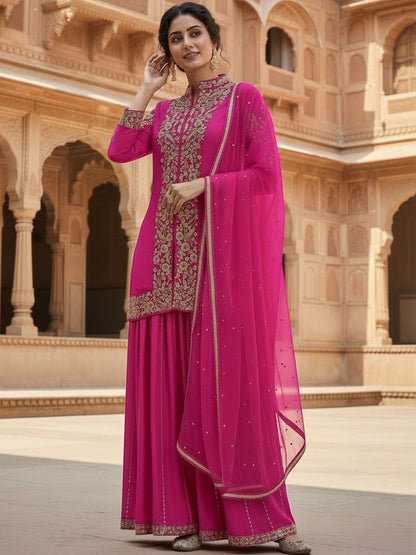 Dhiyona HOP Embroidered Mandarin Collar Kurti & Sharara Sets