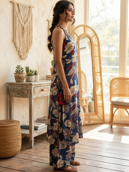 Women Floral Printed Regular Pure Cotton Kurta with Palazzos