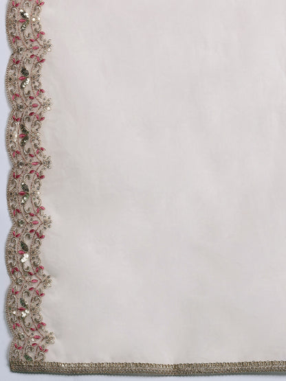 Plus Size Embroidered Kurta with Trousers & Dupatta