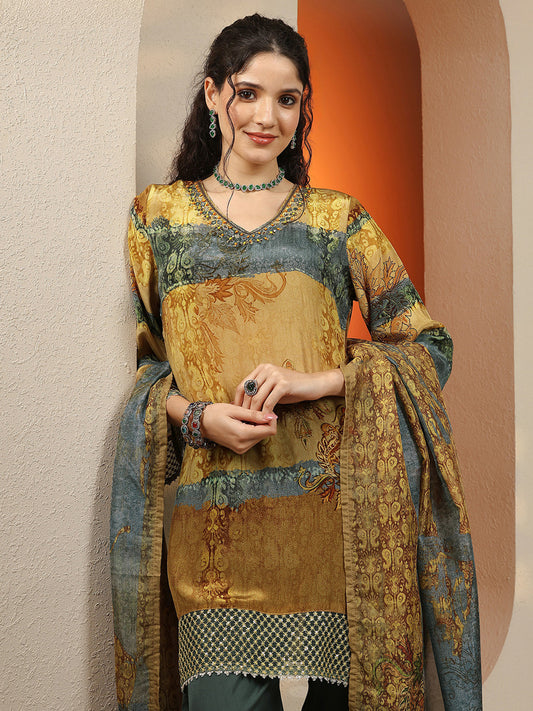 Ethnic Motifs Printed Kurta with Palazzos & With Dupatta