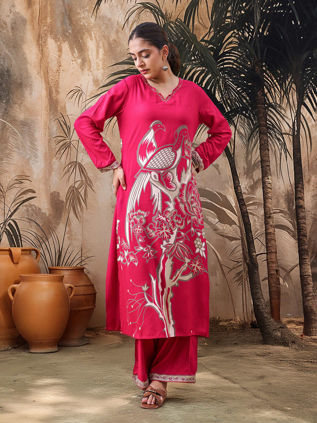 Women Ethnic Motifs Printed Kurta with palazzo