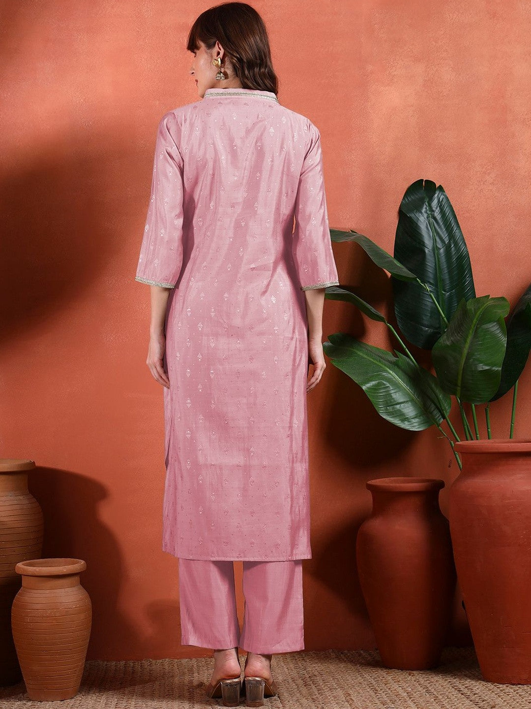 Women Ethnic Motifs Printed Regular Thread Work Kurta with Trousers