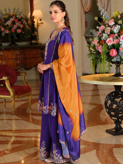 Women Ethnic Motifs Embroidered Regular Thread Work Kurta with Palazzos & With Dupatta