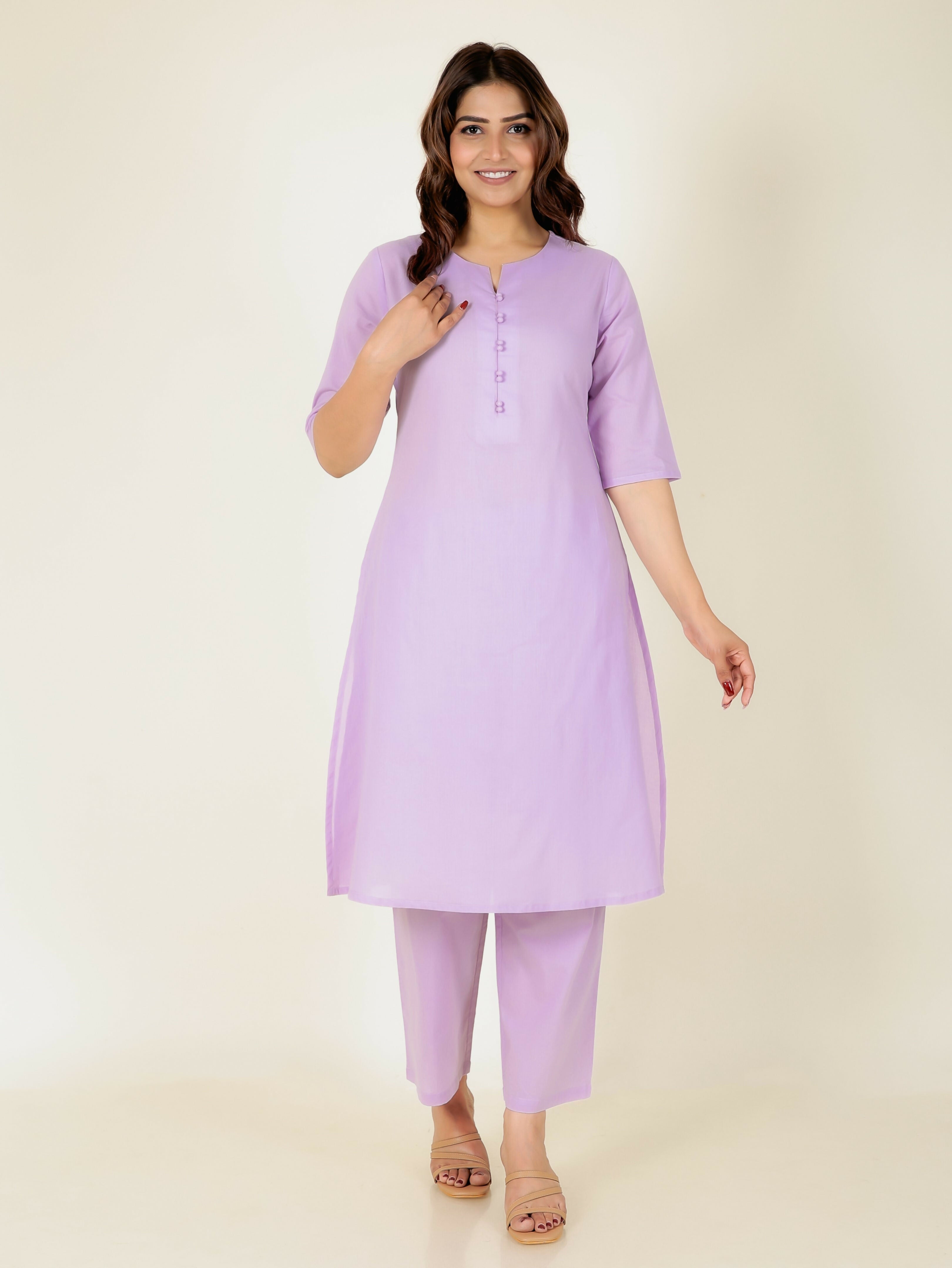 Women's A-line Soft Cotton Solid Women's Kurta - Pink