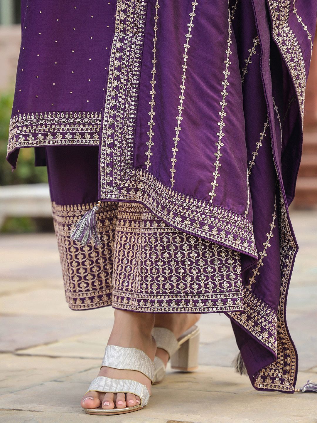 Dhiyona KL Yoke Design Regular Kurta with Palazzos & With Dupatta