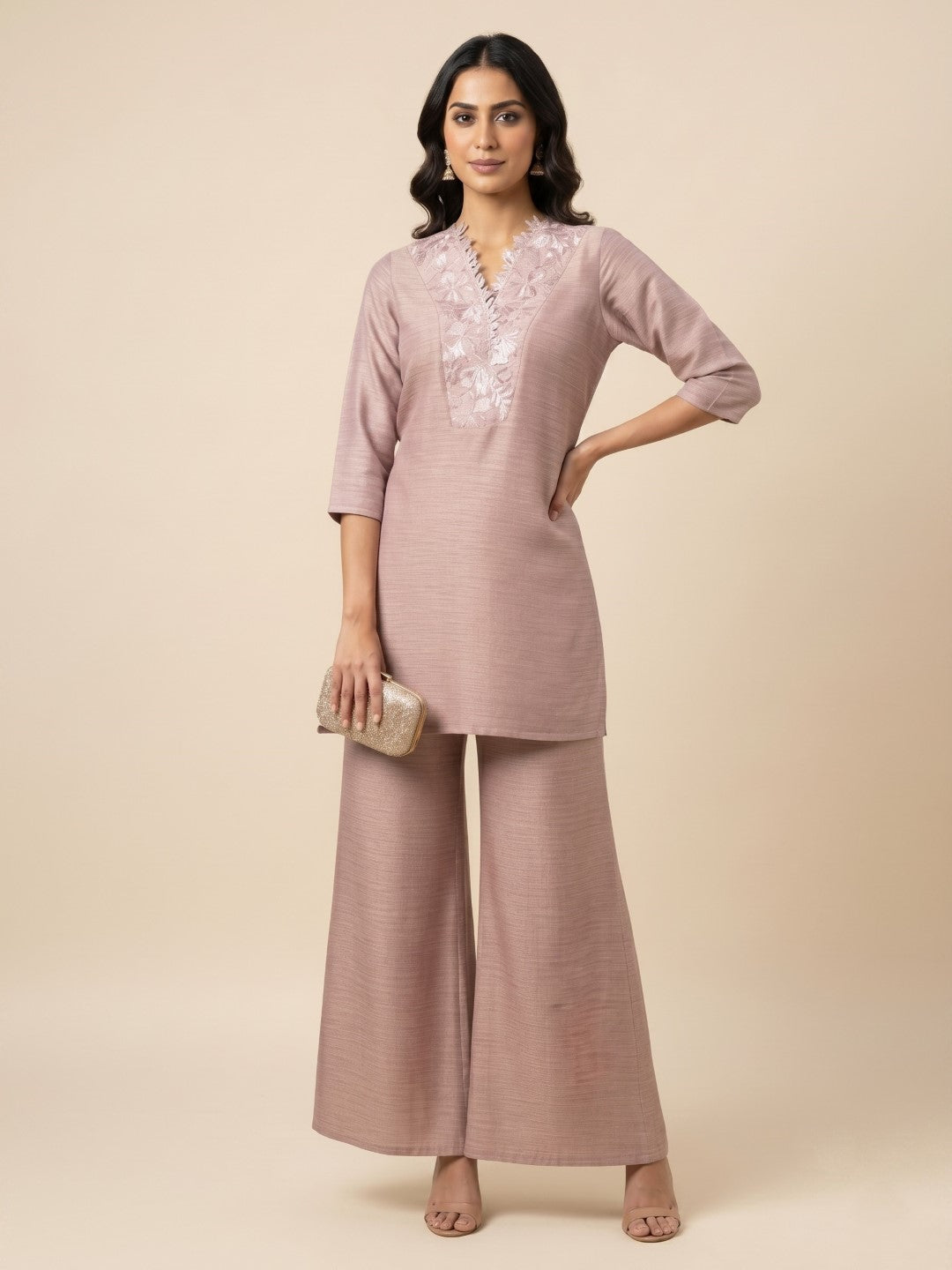 Prisha periwinkle embroidery co-ord set