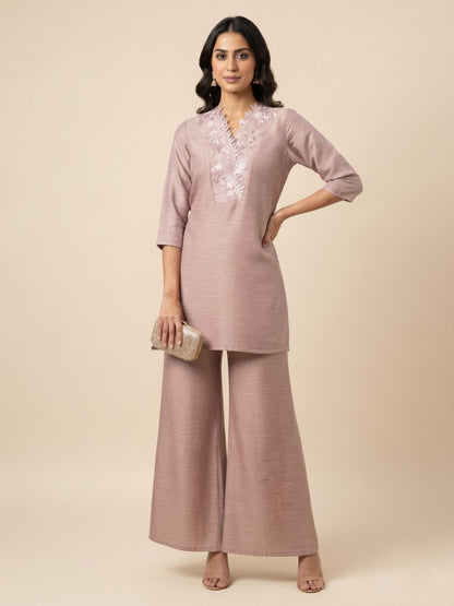 Prisha periwinkle embroidery co-ord set