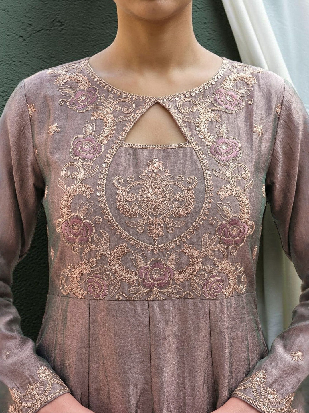 Embroidered Boat Neck Kurta Sets