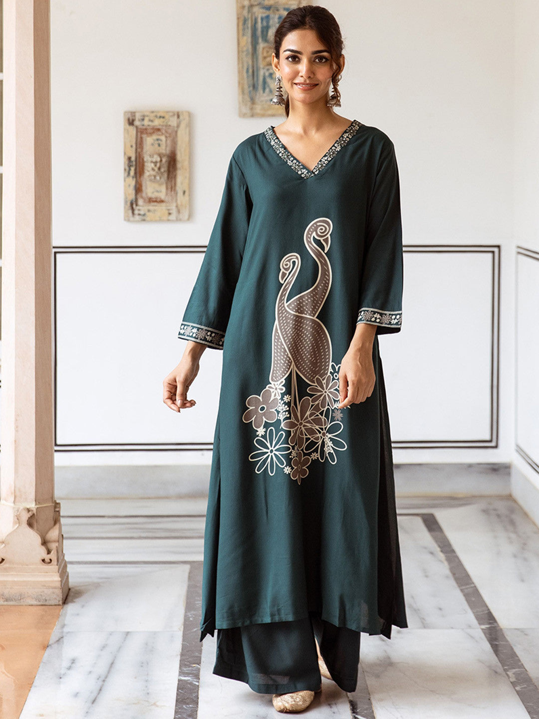 Printed Straight Kurta & Palazzo