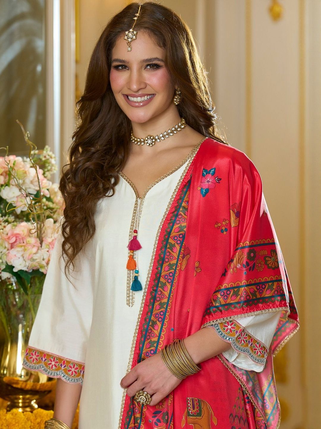 Dhiyona IE Women Ethnic Motifs Printed Kurta with Trousers & Dupatta