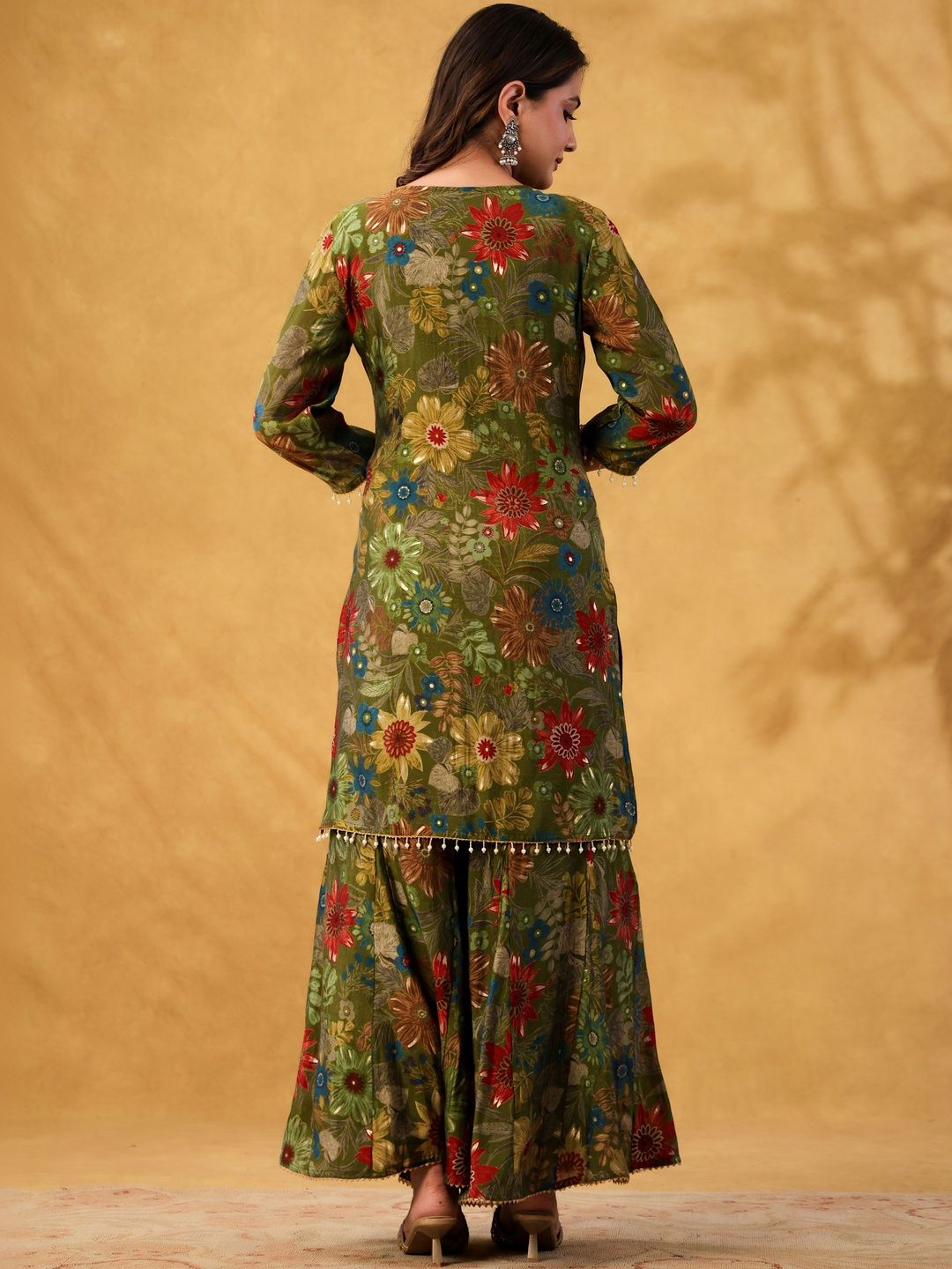 Dhiyona HOP Floral Printed Kurta with Sharara & Dupatta Set